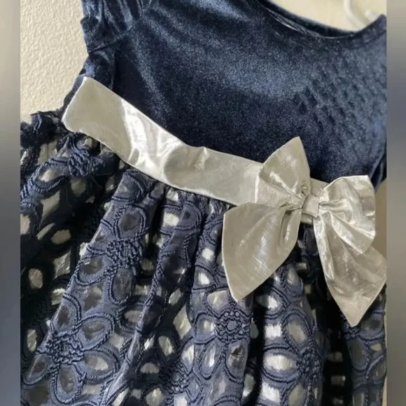 Blueberi Boulevard Velvet Dress in Deep Blue- Size 2T - Picture 3 of 5